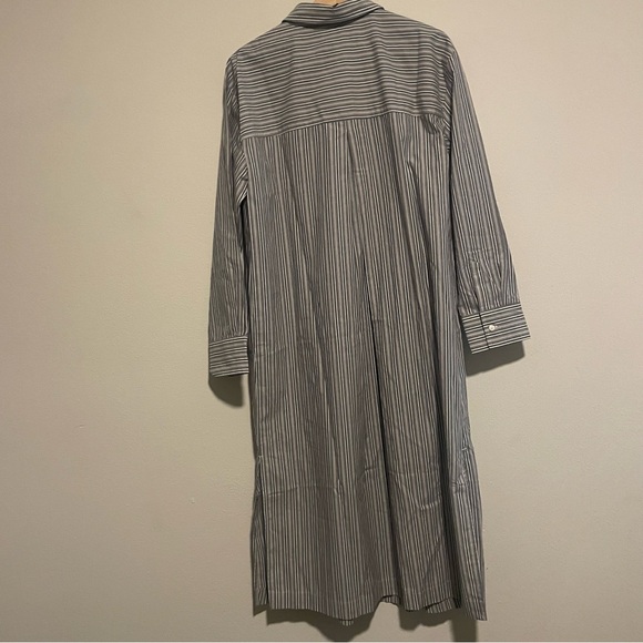 NWT Haven Organic Cotton Blue, White Poplin Buttondown Midi Dress, Size Medium - Picture 3 of 4